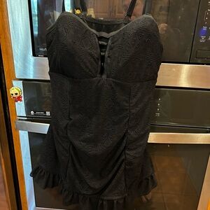 Elegant Black Lace One-Piece Swimsuit